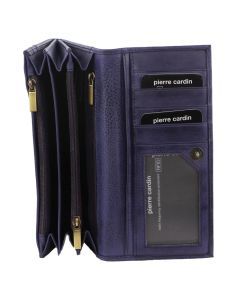 Pierre Cardin Ladies Womens Soft Italian Leather RFID Purse Wallet - Purple