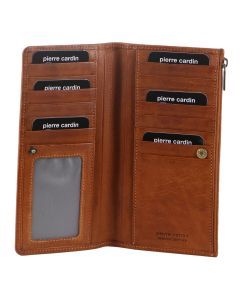 Pierre Cardin Womens Soft Italian Leather RFID Purse Bi-Fold Wallet - Cognac