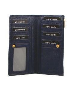 Pierre Cardin Ladies Womens Soft Italian Leather RFID Purse Bi-Fold Wallet - Navy