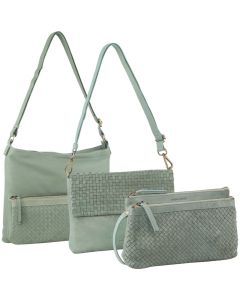 3-Piece Set Pierre Cardin Womens Woven Cross-Body Bag - Mint Green