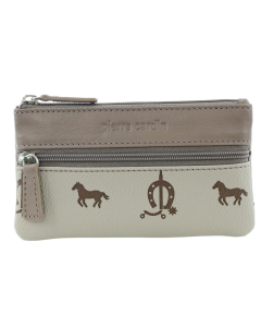 Pierre Cardin Womens Horse Print Genuine Leather RFID Coin Purse Wallet - Beige/Taupe