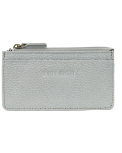 Pierre Cardin RFID Leather Coin Purse Wallet w/ Keyring in Silver