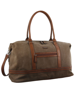 Pierre Cardin Canvas Overnight Bag Business Travel Luggage Weekend Duffle Unisex - Brown