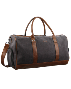 Pierre Cardin Canvas Mens Travel Bag Duffle Weekend Overnight Business Luggage - Black