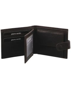 Pierre Cardin Mens Leather Wallet Flap Credit Card Slots RFID Protected - Brown