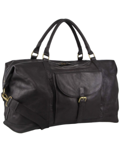 Pierre Cardin Mens Leather Business Overnight Bag Luggage Duffle Weekend Travel - Black