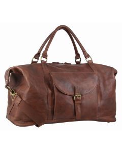 Pierre Cardin Mens Leather Business Overnight Duffle Bag - Chestnut