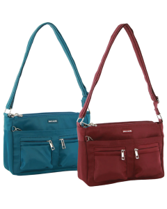 2 Pc Set Pierre Cardin Rfid Cross Body Bag Slash Proof - Wine & Turquoise