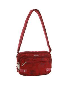 Pierre Cardin Anti-Theft Cross Body Bag Slash Proof RFID Blocking - Wine/Camo