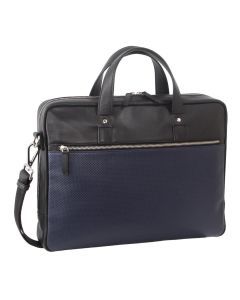 Pierre Cardin Mens Pebbled Leather 15" Laptop Computer Bag Travel Overnight - Black