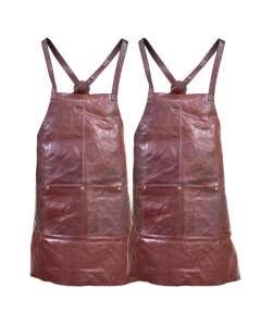 2x Pierre Cardin Professional Leather Apron - Chestnut (Butcher/Woodwork/Hairdressing/Barber/Chef)