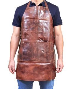 Pierre Cardin Professional Leather Apron - Cognac (Butcher/Woodwork/Hairdressing/Barber/Chef)