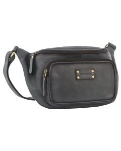 Pierre Cardin Women Sling Bum Bag Leather Crossbody Shoulder Travel Chest - Black