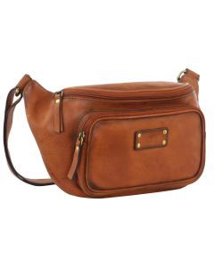 Pierre Cardin Women Sling Bum Bag Leather Crossbody Shoulder Travel Chest - Cognac