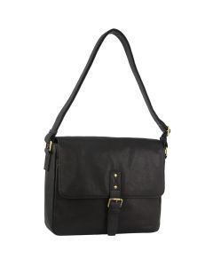 Pierre Cardin Leather Business Bag in Black with Laptop/Computer Sleeve