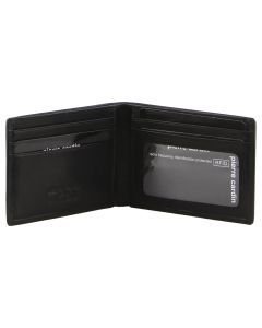 Pierre Cardin Mens Leather Wallet Slimline Bi-fold Credit Card Slots - Black