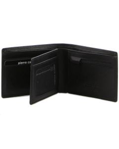Pierre Cardin Mens Leather Wallet Bi-Fold RFID Credit Card Slots Flap - Black