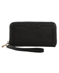 Pierre Cardin Womens Leather Zip Around Wallet w/ Wristlet in Black