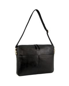 Pierre Cardin 13" Leather Laptop Computer Business Bag in Black