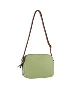 Pierre Cardin Leather Cross Body Bag - Dual Zip Shoulder Clutch - Jade Green
