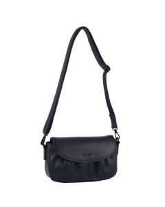 Pierre Cardin Leather Crossbody Bag Pleated Adjustable Detachable Strap - Navy