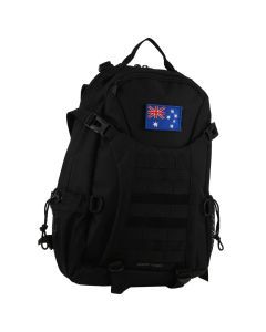 Pierre Cardin Mens Backpack Bag Travel Outdoor w/ Detachable Australia Flag - Black