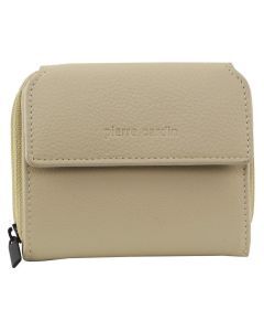 Pierre Cardin Leather Ladies Tri-Fold Tab Zip-Around Wallet - Cement