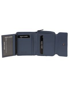 Pierre Cardin Leather Ladies Tri-Fold Tab Zip-Around Wallet - Teal