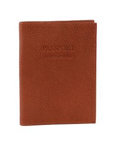 Pierre Cardin Slim Leather Passport Wallet Holder RFID Case Cover - Cognac