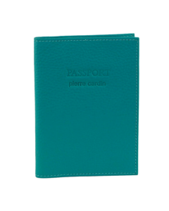Pierre Cardin Slim Leather Passport Wallet Holder RFID Case Cover - Turquoise