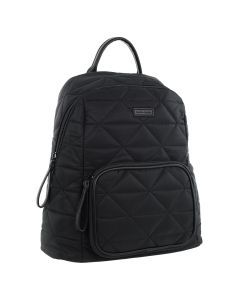 Pierre Cardin Nylon Quilted Casual Travel Backpack Bag - Black