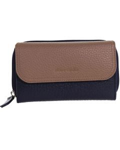 Pierre Cardin Ladies Tri-Fold Tab Wallet in Navy/Taupe