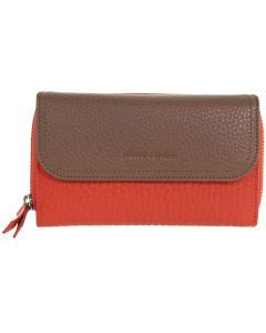 Pierre Cardin Ladies Tri-Fold Tab Wallet in Orange/Taupe