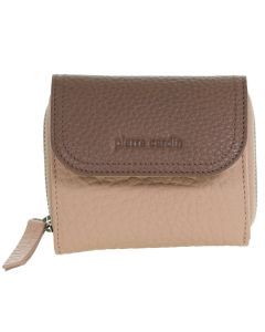 Pierre Cardin Ladies Leather Tri-Fold Tab Wallet in Blush/Taupe