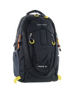 Pierre Cardin Mens 30L Nylon Adventure Backpack Bag Travel Hiking in Black