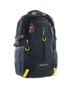 Pierre Cardin Mens 30L Nylon Adventure Travel Hiking Backpack Bag in Black