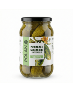860g Polan Pickled Dill Cucumbers Sweet & Sour in Glass Jar Gherkins - Product of Poland