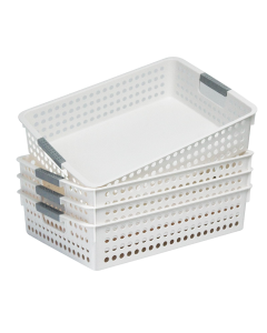36x Premium Plastic Storage Basket Bulk w/ Grip Handles 26.5*17.2*7.3cm