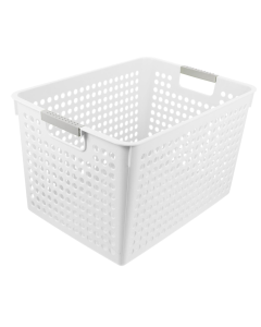 24x Premium Plastic Storage Basket Bulk w/ Grip Handles 27*18*14cm