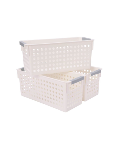 24x Premium Plastic Storage Basket Bulk w/ Grip Handles 34*16.5*16cm