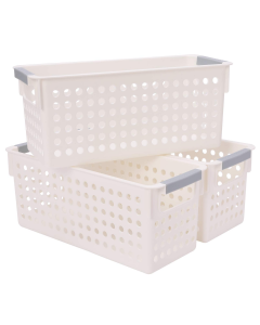 16x Premium Plastic Storage Baskets Bulk w/ Grip Handles 39.5*20.5*19.5cm