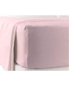 100% Cotton Percale Sheet Set - Fitted & Flat Sheets + Pillowcases - Pale Pink