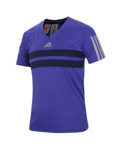 Adidas Boy's Andy Murray Barricade T-Shirt Purple V-Neck Tee Sports Athletic