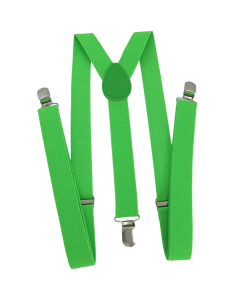 Mens Green Slim Suspenders - Strong Adjustable Clip On Braces for Weddings/Formals