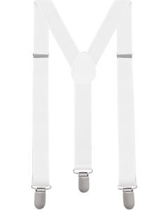 Mens White Slim Suspenders - Strong Adjustable Clip On Braces for Weddings/Formals