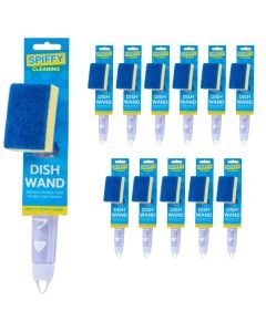 12x Spiffy Dish Wand w Fillable Soap Handle Bulk