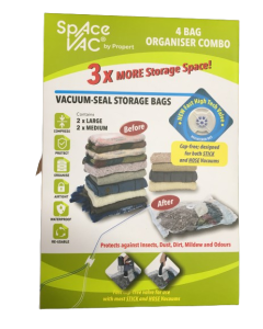 Space Vac Organiser Combo 4Pk Space Saver Vacuum Bag Travel Reusable