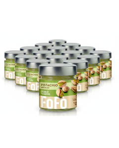 12x FoFo Pistachio Cream Spread 18% (240g Glass Jar) - Made in Italy (Bulk Pack)