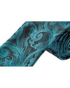 Formalaties Tapestry Jade Blue Slim Skinny Tie - 5cm Wide (Premium Paisley)