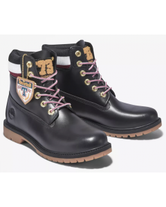 Timberland Womens Heritage 6 Inch Waterproof Leather Boots - Black Fullgrain With Pink